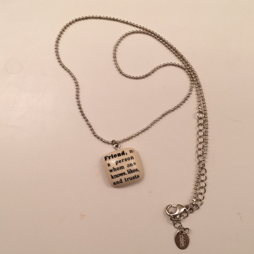 Friend dictionary charm necklace